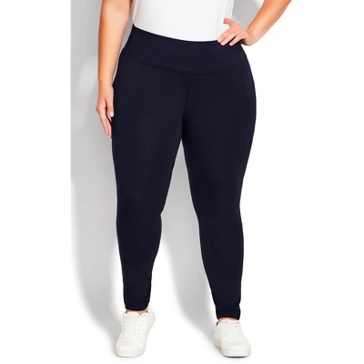 Women's Plus Size Pima High Rise Legging - Navy | AVENUE LEISURE 7 Women's Plus Size Pima High Rise Legging - Navy | AVENUE LEISURE - Image 5