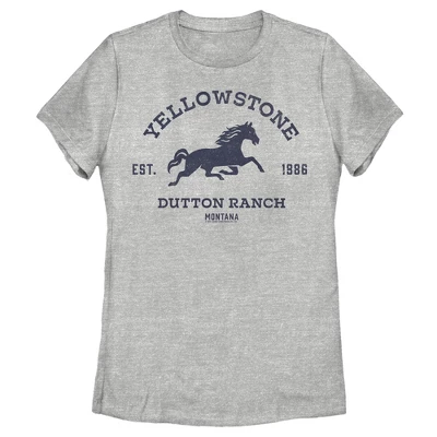 Women's Yellowstone Blue Horse Dutton Ranch Montana Est. 1886 T-Shirt 5 Women's Yellowstone Blue Horse Dutton Ranch Montana Est. 1886 T-Shirt - Image 3