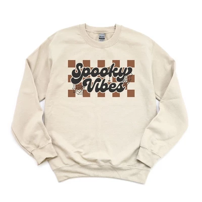 Simply Sage Market Women's Graphic Sweatshirt Checkered Spooky Vibes 4 Simply Sage Market Women's Graphic Sweatshirt Checkered Spooky Vibes - Image 2
