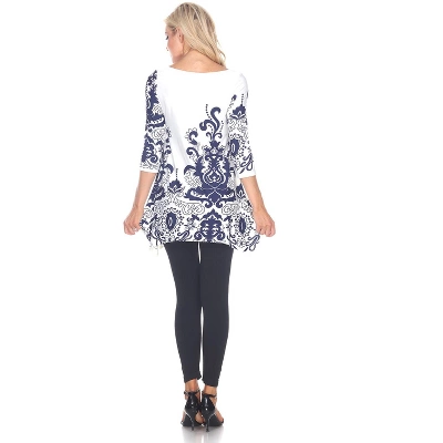 Women's Scoop Neck Printed Yanette Tunic Top - White Mark 4 Women's Scoop Neck Printed Yanette Tunic Top - White Mark - Image 2
