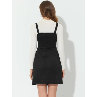 Allegra K Women's Faux Suede Zipper Front Elegant Pinafore Overall Mini Dress 5 Allegra K Women's Faux Suede Zipper Front Elegant Pinafore Overall Mini Dress - Image 3