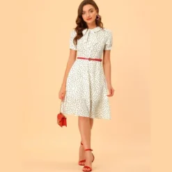 Allegra K Women's Peter Pan Collar Tie Neck Short Sleeves A-Line Elegant Belted Floral Dress 11 Allegra K Women's Peter Pan Collar Tie Neck Short Sleeves A-Line Elegant Belted Floral Dress -Dresses City Shop GUEST b7fcacae 43a4 4e21 9067 e624c179c6b1