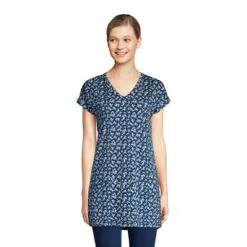 Lands' End Women's Short Sleeve Supima Cotton Xlong Vneck Tunic 13 Lands' End Women's Short Sleeve Supima Cotton Xlong Vneck Tunic -Dresses City Shop GUEST b904e859 fbb7 4383 ba39 503da400ee9f