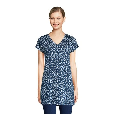 Lands' End Women's Short Sleeve Supima Cotton Xlong Vneck Tunic 7 Lands' End Women's Short Sleeve Supima Cotton Xlong Vneck Tunic - Image 5