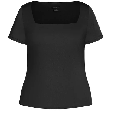 Women's Plus Size Suited Sleeve Top - Black | CITY CHIC 4 Women's Plus Size Suited Sleeve Top - Black | CITY CHIC - Image 2