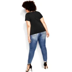 Women's Plus Size Suited Sleeve Top - Black | CITY CHIC