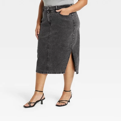 Women's Denim Slit Skirt - Ava & Viv™ 5 Women's Denim Slit Skirt - Ava & Viv™ - Image 3