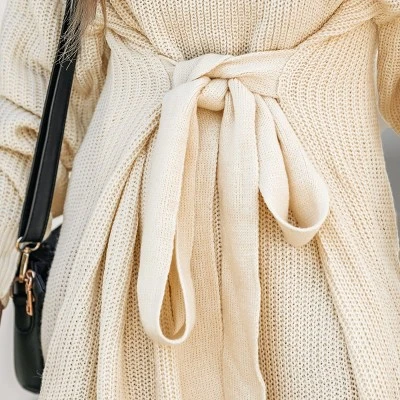 Women's Belted Cream Mini Sweater Dress - Cupshe 7 Women's Belted Cream Mini Sweater Dress - Cupshe - Image 5