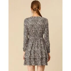 Allegra K Women's Leopard Print Crew Neck Smock Waist Long Sleeve Ruffle Mini Dress 14 Allegra K Women's Leopard Print Crew Neck Smock Waist Long Sleeve Ruffle Mini Dress -Dresses City Shop GUEST bd375b99 dfca 43ed ad49 a386f11c341f