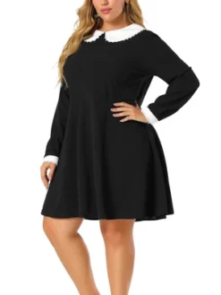 Agnes Orinda Women's Plus Size Peter Pan Collar A-Line Elegant Formal A Line Dress