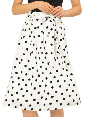 Allegra K Women's Belted Elastic High Waist Vintage A-Line Midi Skirt 3 Allegra K Women's Belted Elastic High Waist Vintage A-Line Midi Skirt