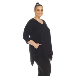 Plus Size Empire Cut V-Neck Tunic Top