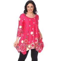 Women's Plus Size 3/4 Sleeve Printed Erie Tunic Top With Pockets - White Mark -Dresses City Shop GUEST c1987697 7e8d 4ea1 a4d3 a1935c76802c