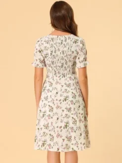 Allegra K Women's Floral Square Neck Midi Smocked A-line Dress 13 Allegra K Women's Floral Square Neck Midi Smocked A-line Dress -Dresses City Shop GUEST c36aa02e e4b1 4240 a32d 837595a99f85