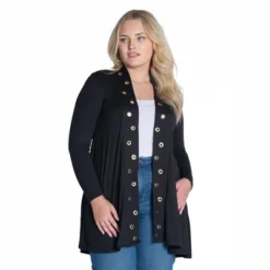Womens Plus Size Long Sleeve Mid Thigh Open Front Cardigan -Dresses City Shop GUEST c6fcc5af 09f0 4ec2 9abe e77a305ed90b
