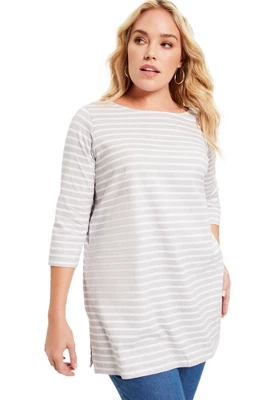 June + Vie By Roaman's Women’s Plus Size Boatneck One + Only Tunic 4 June + Vie By Roaman's Women’s Plus Size Boatneck One + Only Tunic - Image 2
