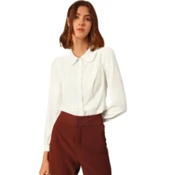 Allegra K Women's Peter Pan Collar Chiffon Bow Tie Neck Puff Sleeve Button Up Shirt 21 Allegra K Women's Peter Pan Collar Chiffon Bow Tie Neck Puff Sleeve Button Up Shirt -Dresses City Shop GUEST cce2745d 26f0 4d62 af65 21385de73b1f