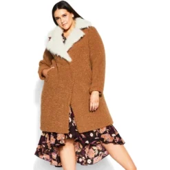 Women's Plus Size Teddy Faux Fur Jacket - Tan | AVEOLOGY -Dresses City Shop GUEST cded0ef4 ef6b 4e1e b3a2 a958e73eab25