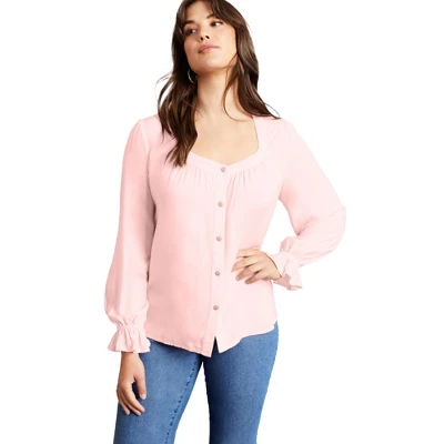 June + Vie By Roaman's Women’s Plus Size Sweetheart Acid Wash Top 7 June + Vie By Roaman's Women’s Plus Size Sweetheart Acid Wash Top - Image 5