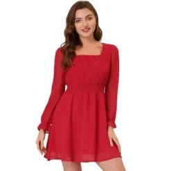 Allegra K Women's Swiss Dots Puff Square Neck Smocked Waist Chiffon Dress 17 Allegra K Women's Swiss Dots Puff Square Neck Smocked Waist Chiffon Dress -Dresses City Shop GUEST cf533e2e a9f9 4f14 b534 069b7a518e1d