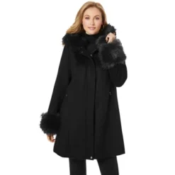 Jessica London Women’s Plus Size Hooded Faux Fur Trim Coat 12 Jessica London Women’s Plus Size Hooded Faux Fur Trim Coat -Dresses City Shop GUEST cf62f938 8930 42c6 bcda b5a0ac205eab