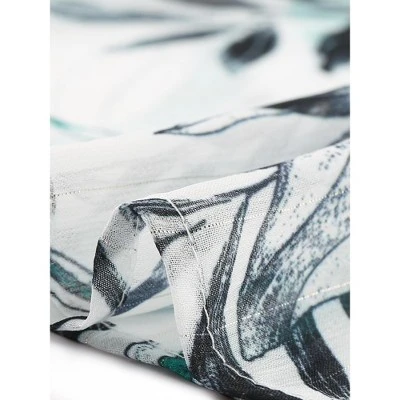 Allegra K Women's Point Collared 3/4 Sleeves Sheer Lightweight Leaves Floral Print Shirt 6 Allegra K Women's Point Collared 3/4 Sleeves Sheer Lightweight Leaves Floral Print Shirt - Image 4