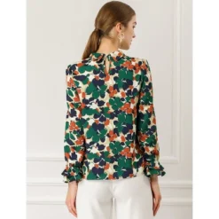 Allegra K Women's Floral Tie V Neck Blouse Chiffon Ruffle Trumpet Sleeve Shirt 16 Allegra K Women's Floral Tie V Neck Blouse Chiffon Ruffle Trumpet Sleeve Shirt -Dresses City Shop GUEST d2fc37e6 df97 4a64 9151 8945b90f94d4