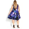 Women's Plus Size Hydrangea Fit & Flare Dress - Black | CITY CHIC