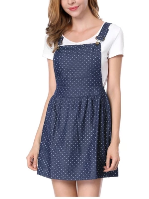 Allegra K Women's Pattern Overall Adjustable Shoulder Suspender Straps Mini Skirt 9 Allegra K Women's Pattern Overall Adjustable Shoulder Suspender Straps Mini Skirt - Image 7