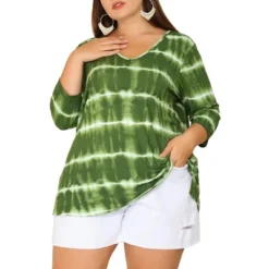 Agnes Orinda Women's Plus Size Tie Dye Side Slit 3/4 Sleeve Stripe V Neck Blouses 24 Agnes Orinda Women's Plus Size Tie Dye Side Slit 3/4 Sleeve Stripe V Neck Blouses -Dresses City Shop GUEST d723e60a 28d9 4829 a18b 179456e036d8