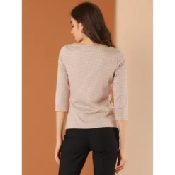 Allegra K Women's Work Office 3/4 Sleeve Boat Neck Houndstooth Printed Top Blouse 20 Allegra K Women's Work Office 3/4 Sleeve Boat Neck Houndstooth Printed Top Blouse -Dresses City Shop GUEST d874f099 efc9 46bd a78d 2f2675834030