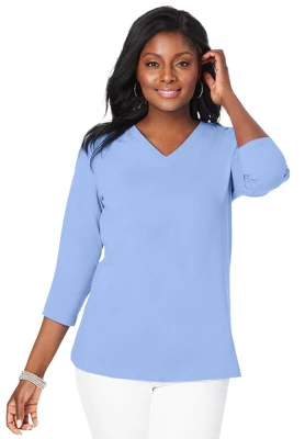 Jessica London Women’s Plus Size V-Neck Tee 10 Jessica London Women’s Plus Size V-Neck Tee - Image 8