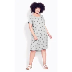 Women's Plus Size Hello Sunshine Print Dress - Grey Star | ZIM & ZOE -Dresses City Shop GUEST d8fbfc84 8df5 4077 aa05 1b7f83bf5c6f