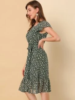 Allegra K Women's Floral Chiffon Flutter Sleeve Belted Square Neck Ruffled Hem Dress 24 Allegra K Women's Floral Chiffon Flutter Sleeve Belted Square Neck Ruffled Hem Dress -Dresses City Shop GUEST da47f293 f508 4822 aa13 b532a0634574