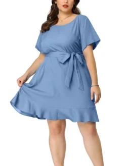 Agnes Orinda Women's Plus Size Belt Waist Ruffle Hem Chambray Shirt Dress 14 Agnes Orinda Women's Plus Size Belt Waist Ruffle Hem Chambray Shirt Dress -Dresses City Shop GUEST db19e473 ae27 488f 9fa3 5378393d0084