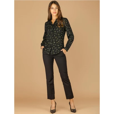 Allegra K Women's Metallic Vintage Long Sleeve Gilding Shiny Dots Stars Blouse Top 5 Allegra K Women's Metallic Vintage Long Sleeve Gilding Shiny Dots Stars Blouse Top - Image 3