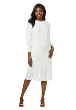 Jessica London Women’s Plus Size Cable Sweater Dress