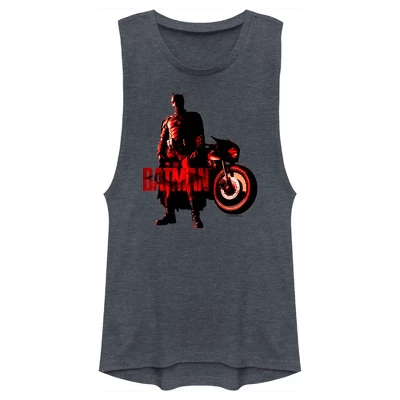 DC COMICS Junior's The Batman Red Batcycle Festival Muscle Tee 5 DC COMICS Junior's The Batman Red Batcycle Festival Muscle Tee - Image 3