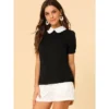 Allegra K Women's Vintage Peter Pan Collar Contrast Puff Short Sleeve Blouse -Dresses City Shop GUEST dd7c1930 8244 4ec2 8ce8 e23eb74d268f
