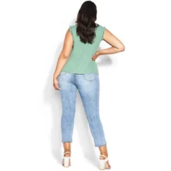 Women's Plus Size Lace Angel Top - Sage | CITY CHIC