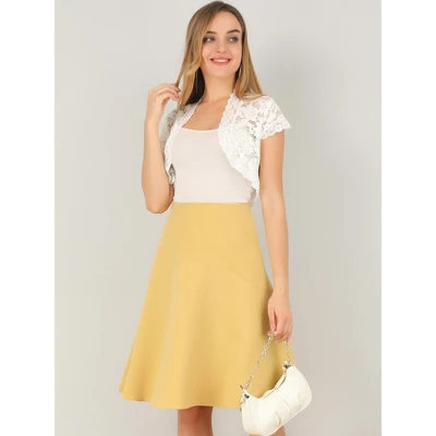 Allegra K Women's Elegant Short Sleeve Sheer Floral Lace Shrug Blouses 4 Allegra K Women's Elegant Short Sleeve Sheer Floral Lace Shrug Blouses - Image 2