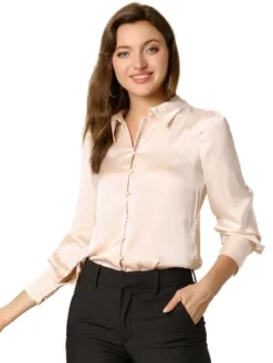 Allegra K Women's Satin Puff Sleeve Point Collar Vintage Button Up Shirt 31 Allegra K Women's Satin Puff Sleeve Point Collar Vintage Button Up Shirt -Dresses City Shop GUEST df6e9ce3 355b 4397 83c6 3b441f0e33af