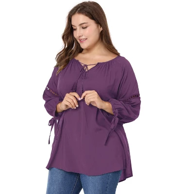 Agnes Orinda Women's Plus Size Long Sleeve Tie Winter Trendy Basic Tunic Blouse 11 Agnes Orinda Women's Plus Size Long Sleeve Tie Winter Trendy Basic Tunic Blouse - Image 9