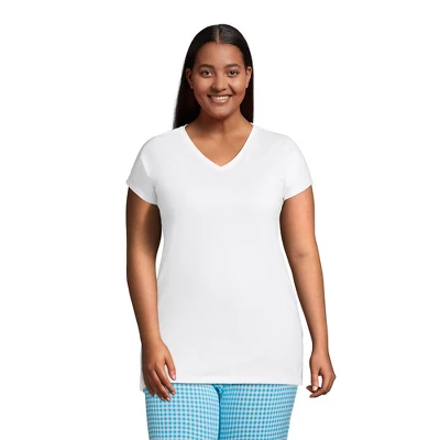 Lands' End Women's Short Sleeve Supima Cotton Xlong Vneck Tunic 4 Lands' End Women's Short Sleeve Supima Cotton Xlong Vneck Tunic - Image 2