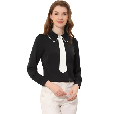 Allegra K Work Office Shirt For Women's Long Sleeve Button Up Peter Pan Collar Blouse 8 Allegra K Work Office Shirt For Women's Long Sleeve Button Up Peter Pan Collar Blouse - Image 6