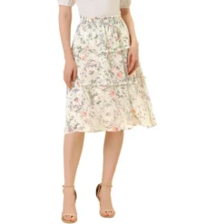 Allegra K Women's Floral Print Smocked Elastic Waist Knee Length Flowy Tiered Ruffle Skirt 31 Allegra K Women's Floral Print Smocked Elastic Waist Knee Length Flowy Tiered Ruffle Skirt -Dresses City Shop GUEST e58eb015 4977 4ebf a154 26e6fca5ec47