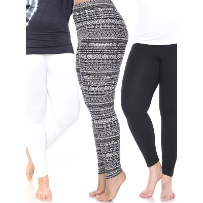 Women's Pack Of 3 Plus Size Leggings - One Size Fits Most Plus - White Mark 3 Women's Pack Of 3 Plus Size Leggings - One Size Fits Most Plus - White Mark