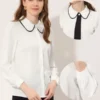 Allegra K Work Office Shirt For Women's Long Sleeve Button Up Peter Pan Collar Blouse -Dresses City Shop GUEST eac3f2c8 5b85 45f1 b7b0 708ed60d09f0