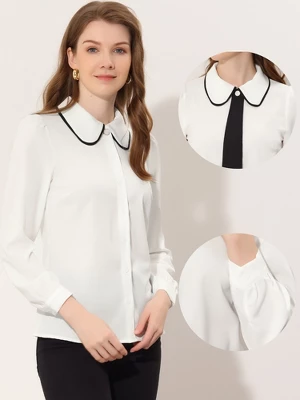 Allegra K Work Office Shirt For Women's Long Sleeve Button Up Peter Pan Collar Blouse 3 Allegra K Work Office Shirt For Women's Long Sleeve Button Up Peter Pan Collar Blouse