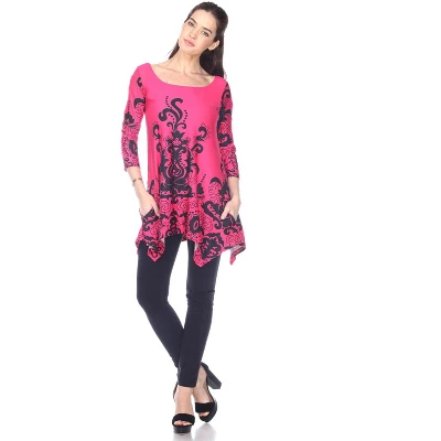 Women's Scoop Neck Printed Yanette Tunic Top - White Mark 8 Women's Scoop Neck Printed Yanette Tunic Top - White Mark - Image 6